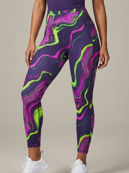 Fabletics Pants - Fabletics Leggings Womens M Multicolor Motion365 High Waist Ankle Pockets Yoga